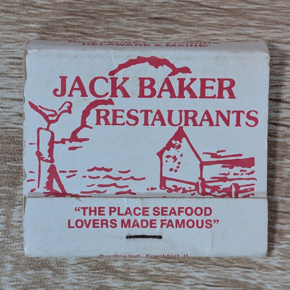 Vintage Jack Baker Restaurants Matchbook Lobster Shanty Seafood Advertising